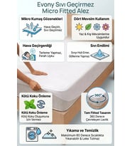 Evony Fitted Alez 70x110 Cm Sıvı Geçirmez Bebe Micro Kumaş Yatak Koruyucu Alez