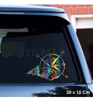 Pusula Dağ Karavan Hologram Araba Oto Sticker Etiket Yapıştırma Çıkartma Aksesuar 20 x 15 Cm