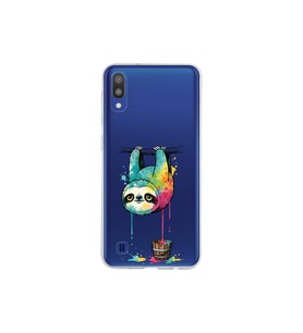 Samsung Galaxy M10 ile Uyumlu Splash Tembel Hayvan Tasarımlı Şeffaf Silikon Kılıf