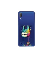 Samsung Galaxy M10 ile Uyumlu Splash Tembel Hayvan Tasarımlı Şeffaf Silikon Kılıf