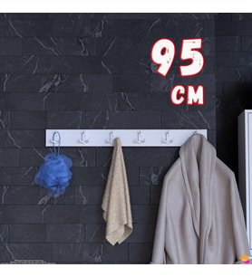 Modilayn ARI Serisi (91,4x9,6 cm) 18 Kancalı Banyo Askısı - 6'lı Set Ekstra Düzen ve Yer Tasarrufu