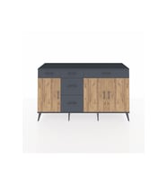 Kronos Konsol 2 Raflı 5 Çekmeceli 3 Kapaklı 176x59x99 Antrasit-Çam/Antrasit