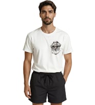 Gözlüklü ve Şapkalı ''Cool'' İhtiyar Eskiz Baskılı Minimalist Premium Erkek Tişört (Beyaz)