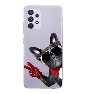 PrintiFy Samsung Galaxy A32 ile Uyumlu Köpek 2 Kamera Korumalı Şeffaf Kılıf