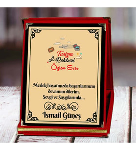 Turizm Rehberi Baskılı Plaket (2. Tasarım)  Kişiye Özel (Kırmızı)