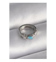 316L Çelik Gümüş Renk Zirkon Taşlı Mavi Boncuk Detay Tragus Piercing EB-53-vice/(1395) 3635