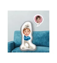 Kişiye Özel Fotoğraflı Mavi Şirin Yastık 30 cm
