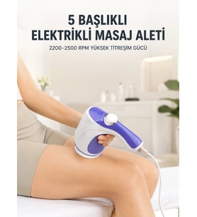 5 Başlıklı Elektrikli Masaj Aleti 2200-2500 RPM Yüksek Titreşimli Vücut Bakım ve Rahatlama Cihazı
