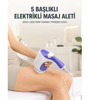 5 Başlıklı Elektrikli Masaj Aleti 2200-2500 RPM Yüksek Titreşimli Vücut Bakım ve Rahatlama Cihazı