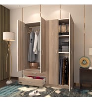 Kenzlife gardırop 4 kapaklı kapılı 2 çekmeceli orkide crd 180*120*42 gardolap dolap (Karışık)