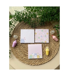 Sevimli Hayvanlar Notepad/memopad 3'lü Not Defter Seti (Pembe)