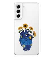 Samsung Galaxy S22 Uyumlu Vincent Van Gogh Kalp Tasarımlı Şeffaf Telefon Kılıfı