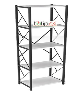 Tuliplife 5 Raflı Dekoratif Metal Beyaz Kitaplık, TLPK05S.B
