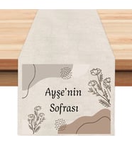 Kişiye Özel Yazılı Modern Runner, Runer, Masa Örtüsü, Sofranıza Zarafet Katın Runner (Krem)