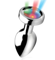 Paslanmaz Çelik Led Işıklı Pürüzsüz Silver Metal  Butt Plug