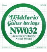 Daddario NW032 Elektro Ve Akustik Tek Tel, A-(La), 0.032