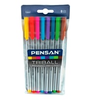 PENSAN TÜKENMEZ TRIBALL 1MM RENKLİ 8'Lİ KALEM ÜCRETSİZ KARGO