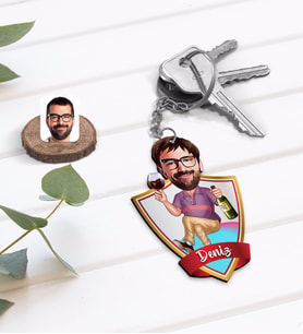 BK Gift Kişiye Özel İsimli Erkek Karikatürlü Ahşap Anahtarlık-2