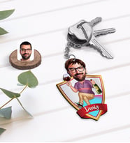 BK Gift Kişiye Özel İsimli Erkek Karikatürlü Ahşap Anahtarlık-2