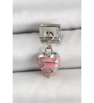 316L Çelik Gümüş Renk Pembe Kalp Model Nomination Charm 5886 - SSSSSS4752-3165