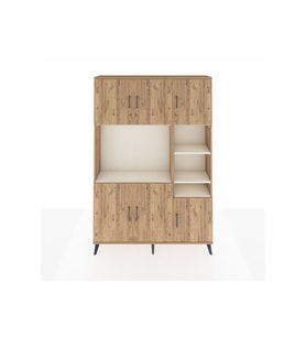 Arges Dolap 10 Raflı 6 Kapaklı 132x30x195 Çam-Çam/Aytaşı