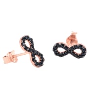 Siyah Taşlı Sonsuzluk  Küpe (Rose - Gold)