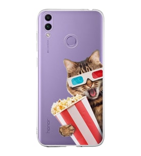 PrintiFy Huawei Honor 8C ile Uyumlu 1mm Slim Fit Kedi 1 050b Baskılı Şeffaf  Kılıf