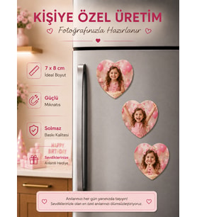 3 Kalpli Fotoğraf Magneti Kız Çocuk Doğum Günü Kişiselleştirilebilir Anı Hediyesi