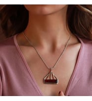 Lal Taşlı El İşli Otantik 925 Ayar Gümüş Kolye