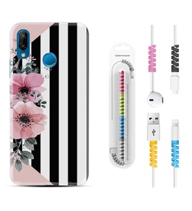 Huawei P20 Lite Mate 10 20 Lite Pro P40 Lite KılıfKablo Koruma Spiral Silikon Flowers 4 1390