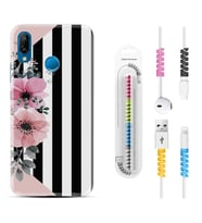 Huawei P20 Lite Mate 10 20 Lite Pro P40 Lite KılıfKablo Koruma Spiral Silikon Flowers 4 1390