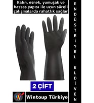 #Eldiven Kalın Esnek Yumuşak İnşaat Bahçe Oto Temizlik Hijyenik Şık Siyah Endüstriyel Eldiven 2 Çift