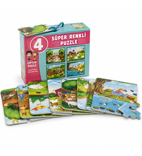 3222 ÇİFTLİK SÜPER RENKLİ PUZZLE 4LÜ