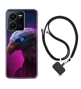 Vivo Y35 Kılıf Silikon Boyun Askılı İpli Desenli Silikon Kartal 1622