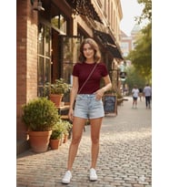Kadın Bisiklet Yaka Düz Renk Kaşkorse Bluz (Bordo)