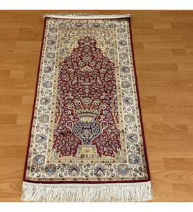 Desenli İpek 60 x 120 Desenli Bordo Seccade