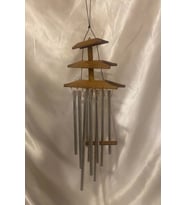 Deprem Zili Çanı Rüzgar Çanı Zili Feng Shui Ejderha Yılı Koruma Şık Borulu Bambu Katlı Pagoda (Gümüş)