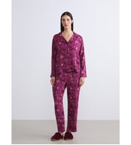 LCW DREAM Kırmızı Petite Gömlek Yaka Çiçekli Kadın Pijama Takımı
