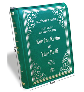 Kuranı Kerim ve Yüce Meali Bilgisayar Hatlı Cep Boy Fermuarlı