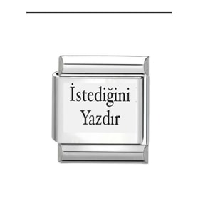 KİŞİSELLEŞTİRELİBİLİR İSTEDİĞİNİ YAZDIR İTALYAN ÇELİK CHARM SİYAH LAZER BASKIDIR FMACCESORİES