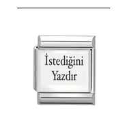 KİŞİSELLEŞTİRELİBİLİR İSTEDİĞİNİ YAZDIR İTALYAN ÇELİK CHARM SİYAH LAZER BASKIDIR FMACCESORİES (Çok Renkli)
