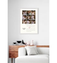 Kişiye Özel Takvim Temalı Kolaj Tablo, 9 Fotoğraf+Tarih ile Lamine Çerçeveli Fotoğraf Baskı Tablosu (Beyaz)