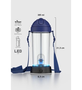 Renga Cosmo Astronot Figürlü Led Işıklı 385 ml Pipetli Askılı Tritan Çocuk Matara 912148 Mavi