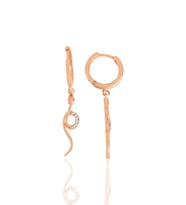 Gümüş rose zirkon taşlı yılan küpe SGTL11431ROSE