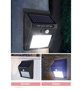 Technojet 20 Ledli Hareket Sensörlü Güneş Enerjili Şarj Olabilen Bahçe Aydınlatma Lambası DışMekan