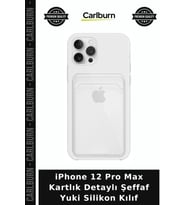 iPhone 12 Pro Max Kartlık Detaylı Şeffaf Yuki Silikon Kılıf Cep Kılıfı Kapak Telefon Aksesuar