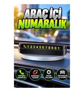 Fosforlu Araç İçi Park Numaratörü Mıknatıslı Oto Cam Kartı