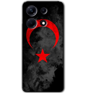 İnfinix Note 30 Kılıf HD Desen Baskılı Arka Kapak - Black Ayyıldız