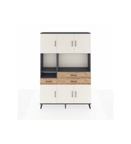 Arges Dolap 9 Raflı 3 Çekmeceli 6 Kapaklı 132x30x195 Antrasit-Aytaşı/Çam