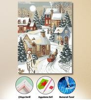 HONDEP Noel Manzarası 5D Elmas Boyama Seti 40x50 cm – Yılbaşı Temalı Dekoratif Diamond Painting Tablo, Çıtaya Gerili
